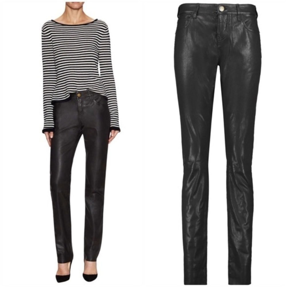 NWT MSRP $985 Current/Elliott  The Ankle Skinny Lamb Leather Pants 27 ASO Celeb